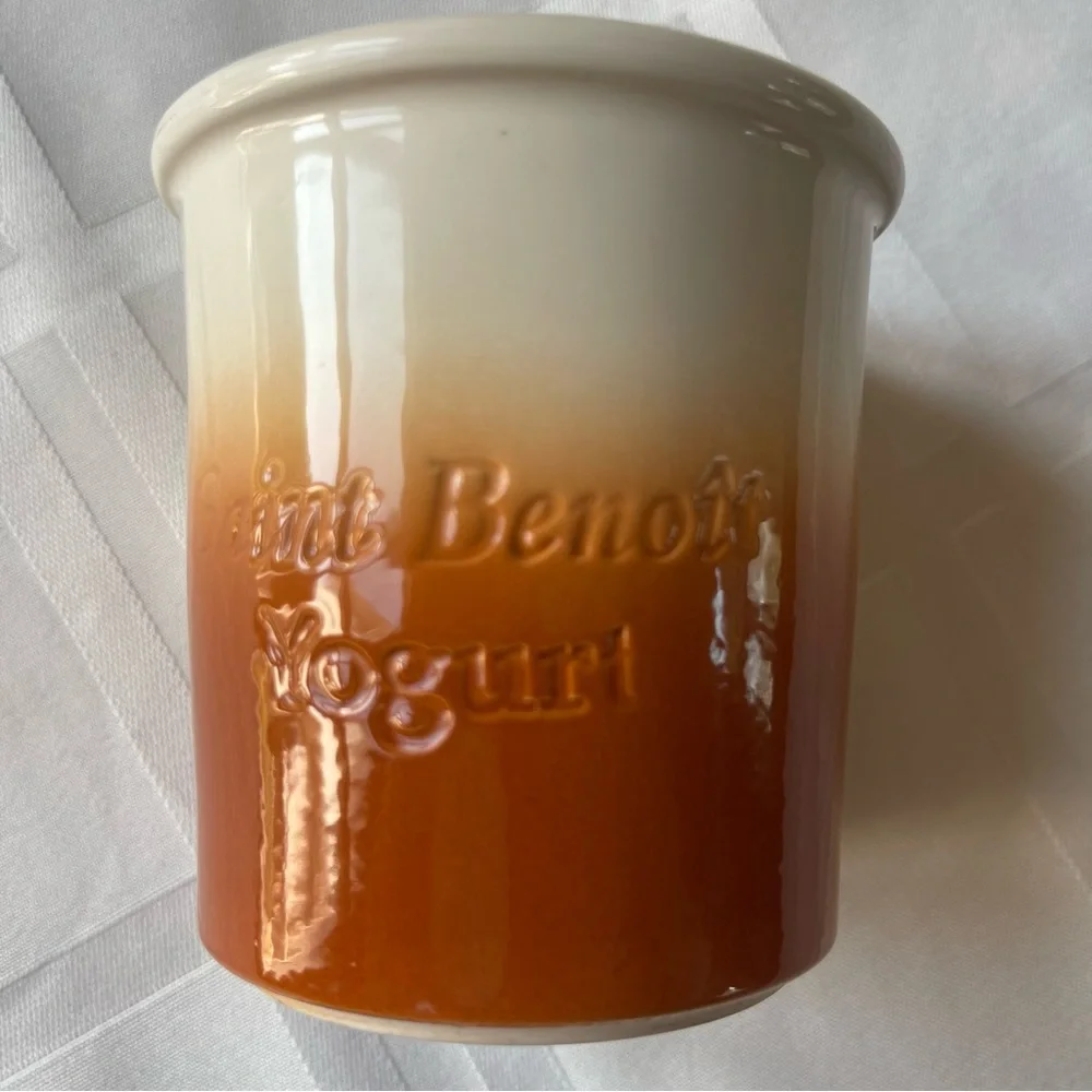 Vintage Saint Benoit CERMER Stoneware Yogurt Crock Peach Gradient Ceramic Pot